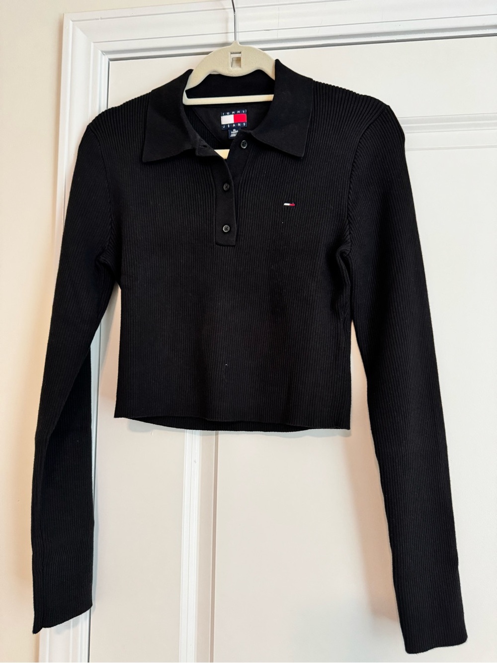 Tommy Jeans long sleeve crop top cotton Polo top/sweater